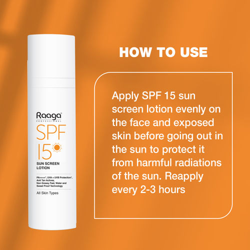 Raaga Professional Spf 15 Pa++++ Sunscreen Lotion With Uva + Uvb Protection, All Skin Types, 55 Ml