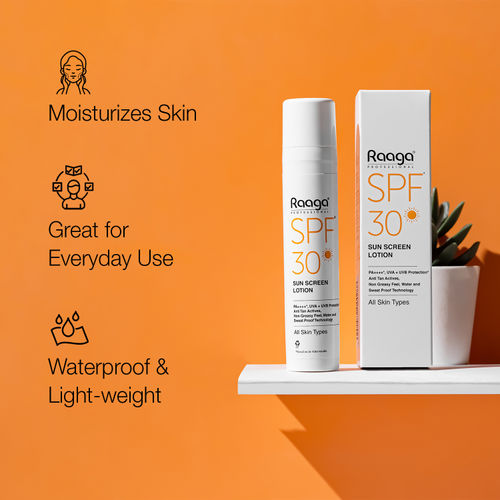 Raaga Professional Spf 30 Pa++++ Sunscreen Lotion With Uva + Uvb Protection, All Skin Types, 55 Ml