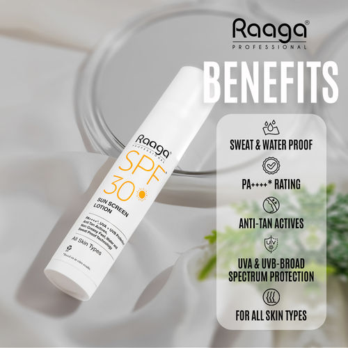 Raaga Professional Spf 30 Pa++++ Sunscreen Lotion With Uva + Uvb Protection, All Skin Types, 55 Ml