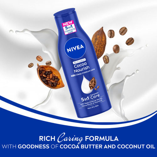 NIVEA Cocoa Nourish BODY LOTION with Cocoa butter & Vit E - 48H deep moisturization (Very Dry skin)
(200ml)