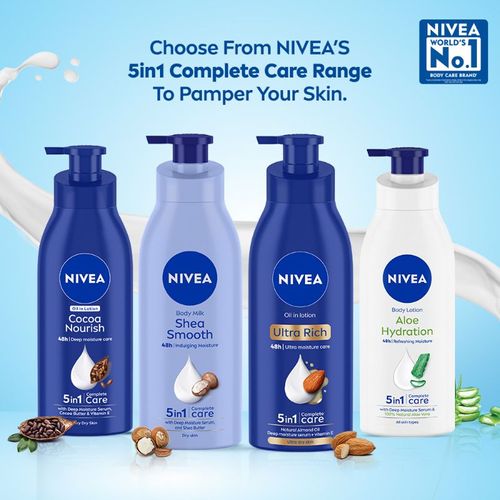 NIVEA Vit E Body Milk Serum - 5 In 1 Complete Care For 48H Nourished & Smooth Skin (Very Dry Skin)
(400 ml)