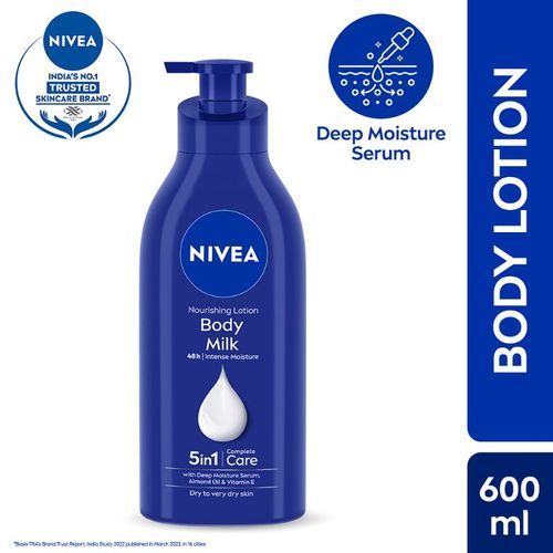NIVEA Vit E Body Milk Lotion - 5 In 1 Complete Care For 48H Nourished & Smooth Skin (Very Dry Skin)
(600ml)