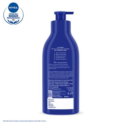 NIVEA Vit E Body Milk Lotion - 5 In 1 Complete Care For 48H Nourished & Smooth Skin (Very Dry Skin)
(600ml)