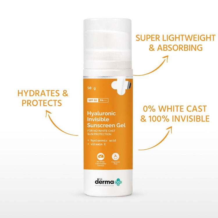 The Derma Co. Hyaluronic Invisible Sunscreen With Hyaluronic Acid For No White Cast Sun Protection
(50gm)