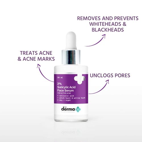 The Derma Co. 2% Salicylic Acid Serum for Face for Active Acne with Witch Hazel
(30ml)