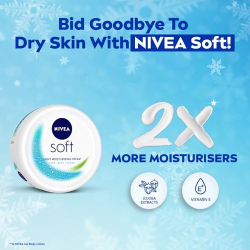 NIVEA SOFT Light cream-Vit E & Jojoba oil for Non-sticky- Fresh, Soft & Hydrated skin (face & body)
(300ml)