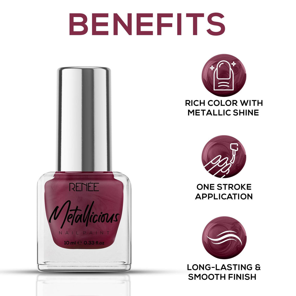 RENEE Metallicious Nail Paint (08 Cosmic Maroon)