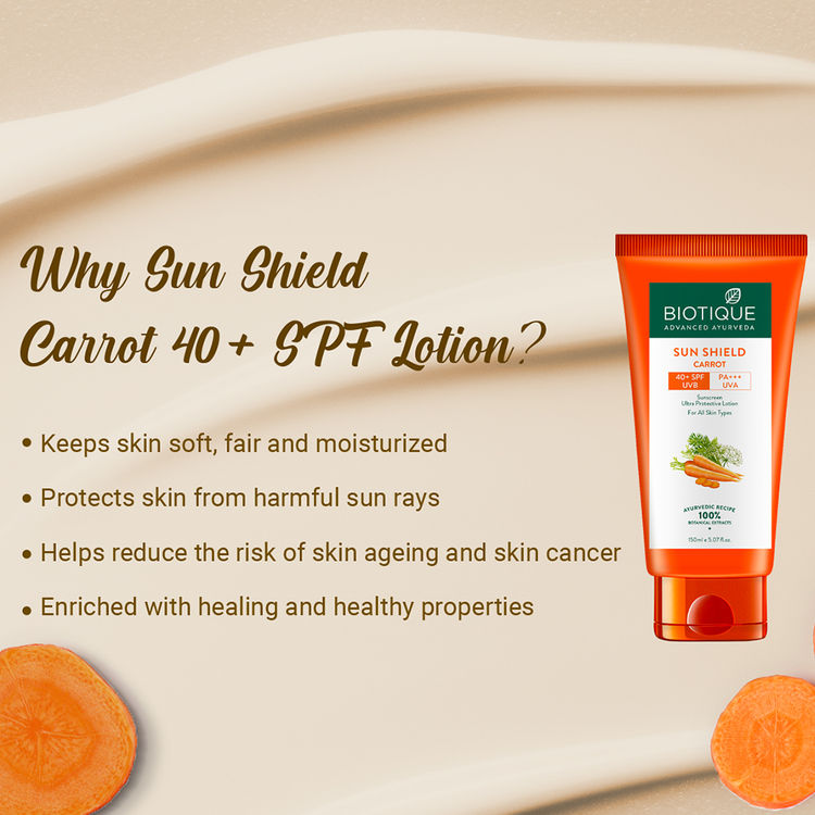Biotique Bio Carrot Ultra Soothing Face Lotion 40+ SPF UVA/UVB Sunscreen For All Skin Types
(150ml)