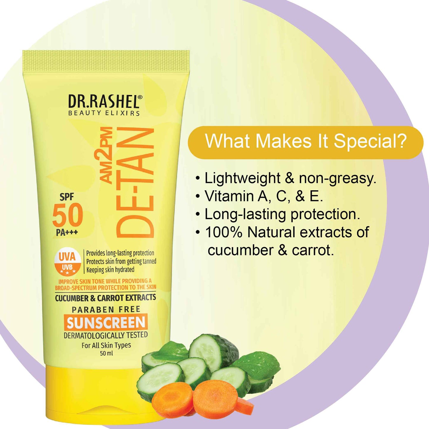 Dr Rashel Detan Sunscreen SPF 50 | PA+++ UVA/UVB Protection - 100 ml