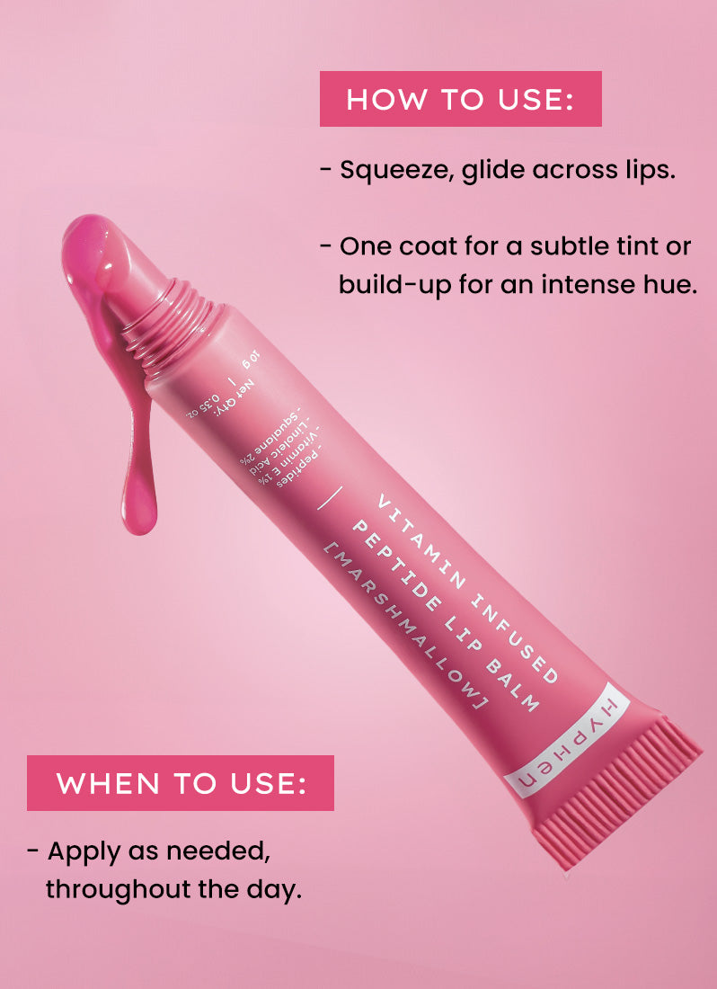 Hyphen Vip marshmallow lip balm with 1% vit e, 2% squalane & peptides - 10g