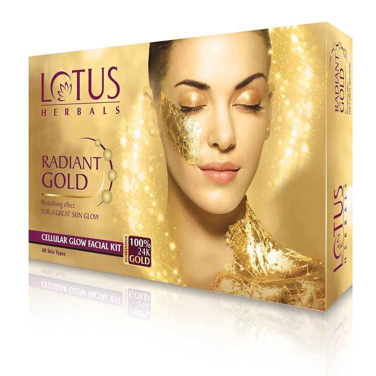Lotus Herbals Radiant Gold Cellular Facial Kit With 24K Pure Gold & Papaya For All Skin Types
(37g)