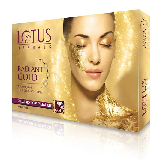 Lotus Herbals Radiant Gold Cellular Facial Kit With 24K Pure Gold & Papaya For All Skin Types
(37g)