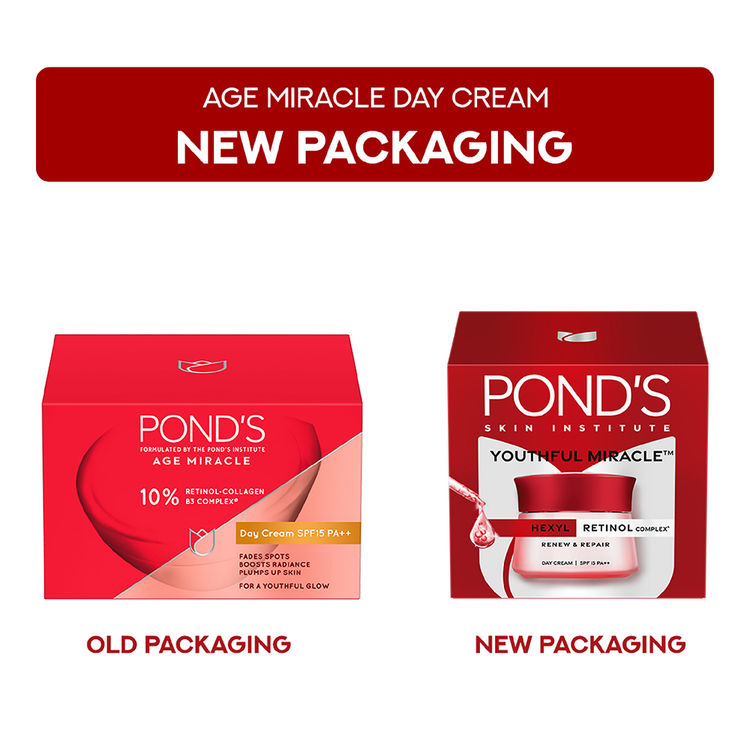 Ponds Age Miracle Anti Aging Day Cream With 10% Retinol-C Niacinamide & Collagen B3 Complex SPF 15 PA++
(50g)