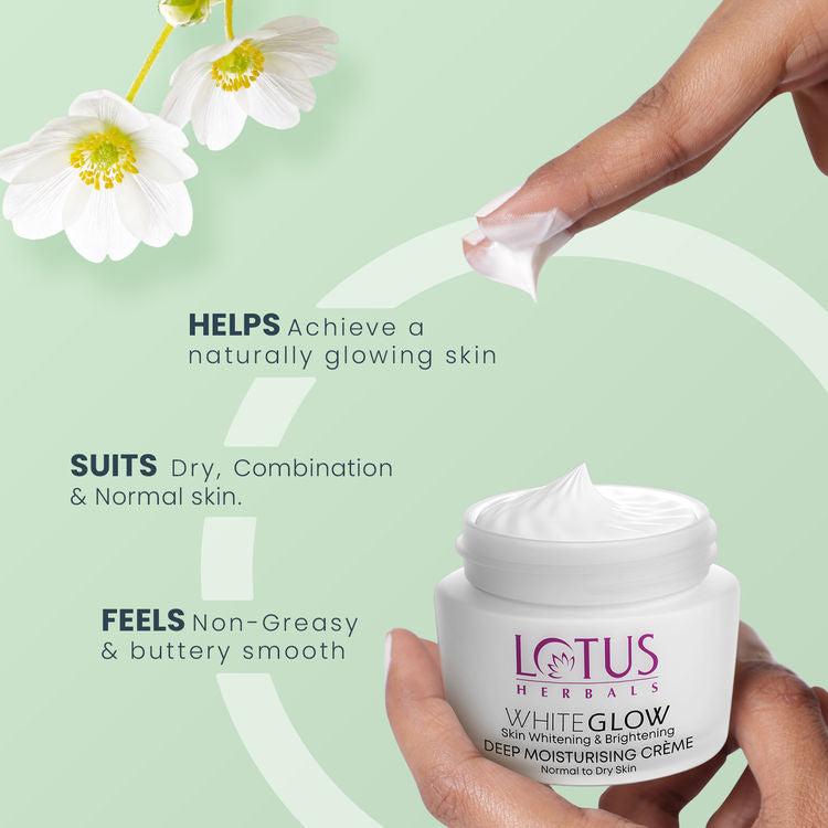 Lotus Herbals WhiteGlow Deep Moisturising Face Cream SPF 20 PA +++ For Glowing Skin, All Skin Types (60g)