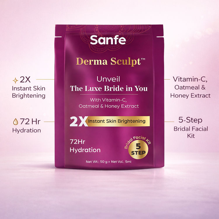 Sanfe Derma Sculpt 5 Step Bridal Facial Kit For Instant Glow Up
(55ml)