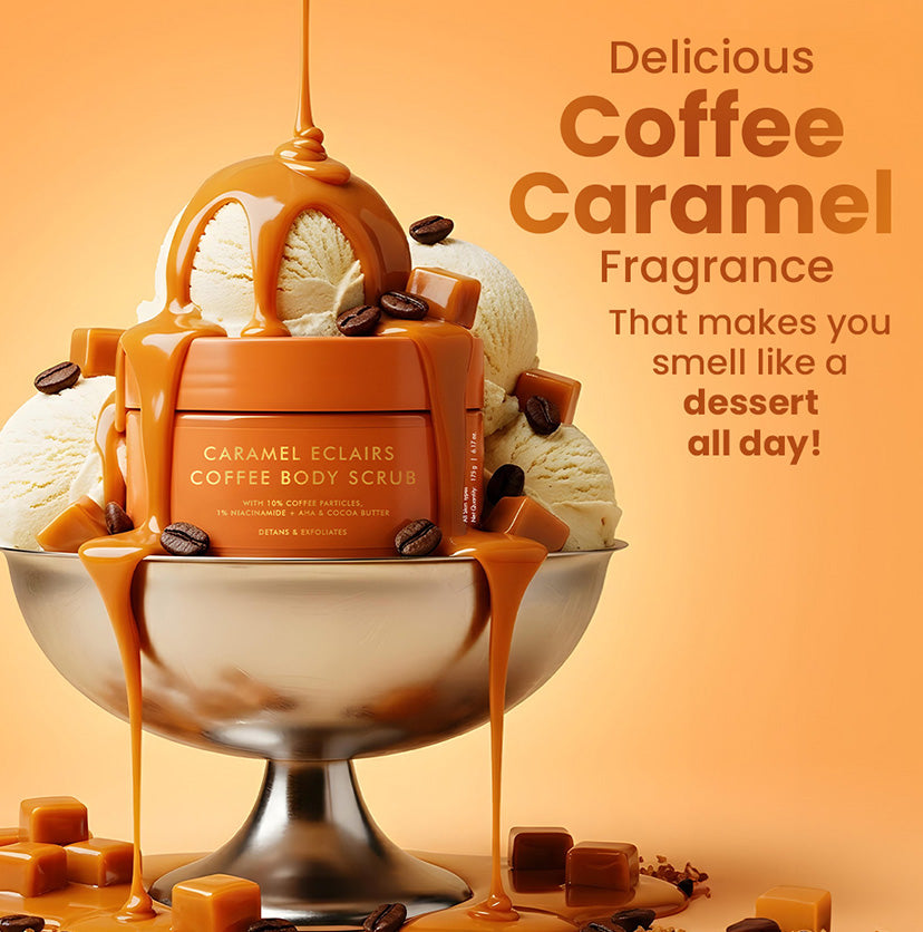 Mcaffeine Caramel Eclairs Coffee Body Scrub - 175 g | 10% Coffee & AHAs