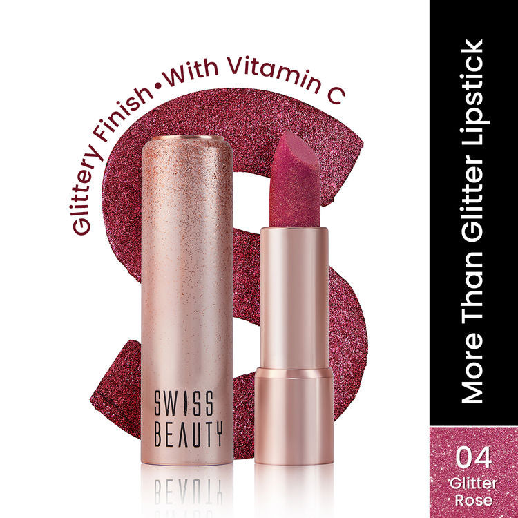 Swiss Beauty More Than Glitter Lipstick (4 Glitter Rose)