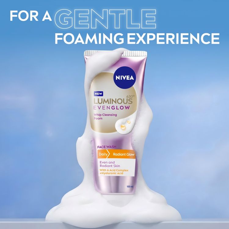 NIVEA Luminous Even Glow Whip Foam Daily Gentle Face Wash With Hyaluronic
(100ml)
