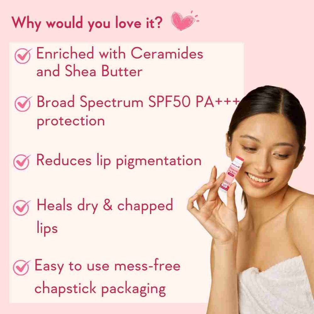 Wishcare Ceramide Lip Balm with SPF 50 PA+++ (Tinted)
SPF Infused Lip Balm for Lip Brightening | 5g