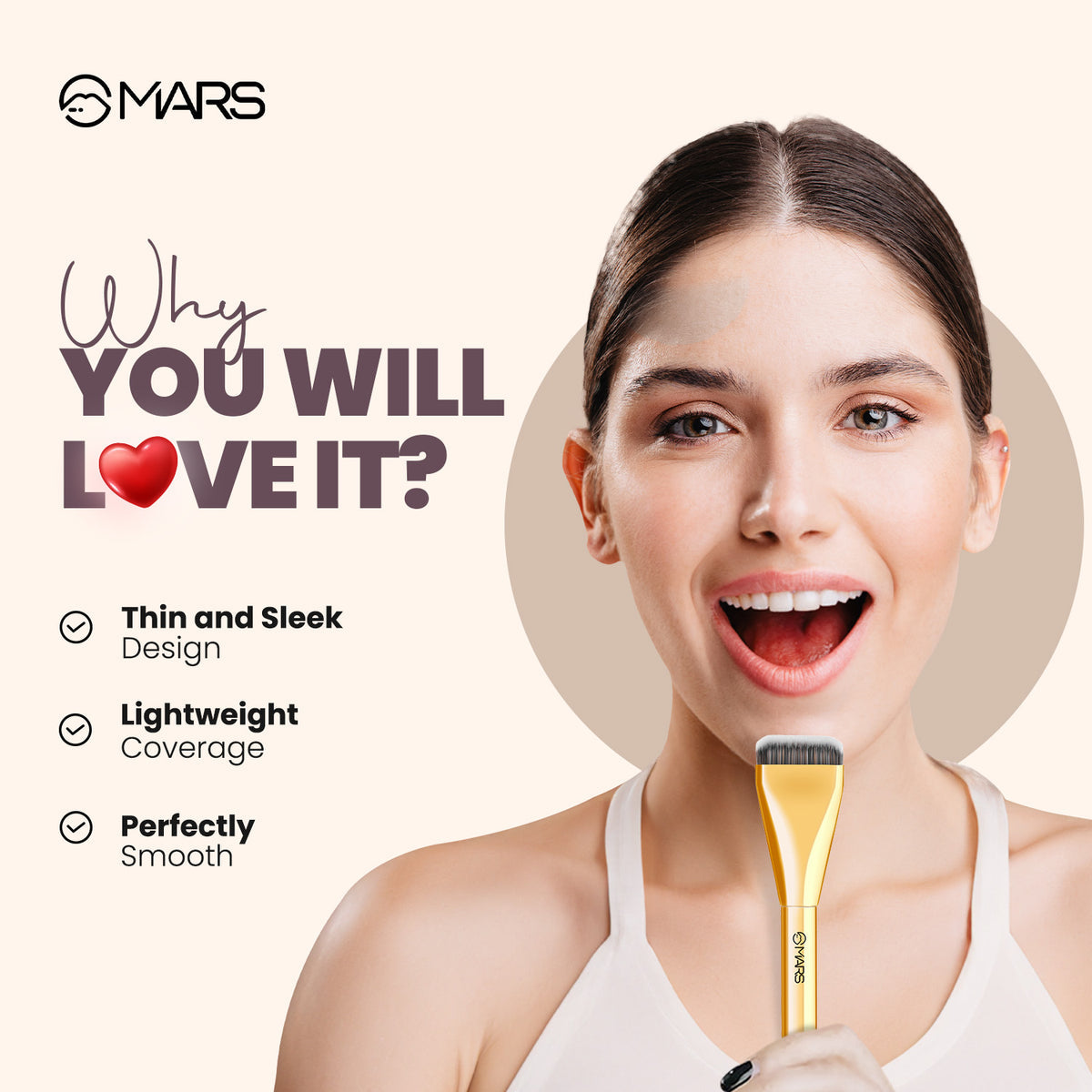 Mars Artist's Arsenal Brush | Ultra Thin foundation Brush