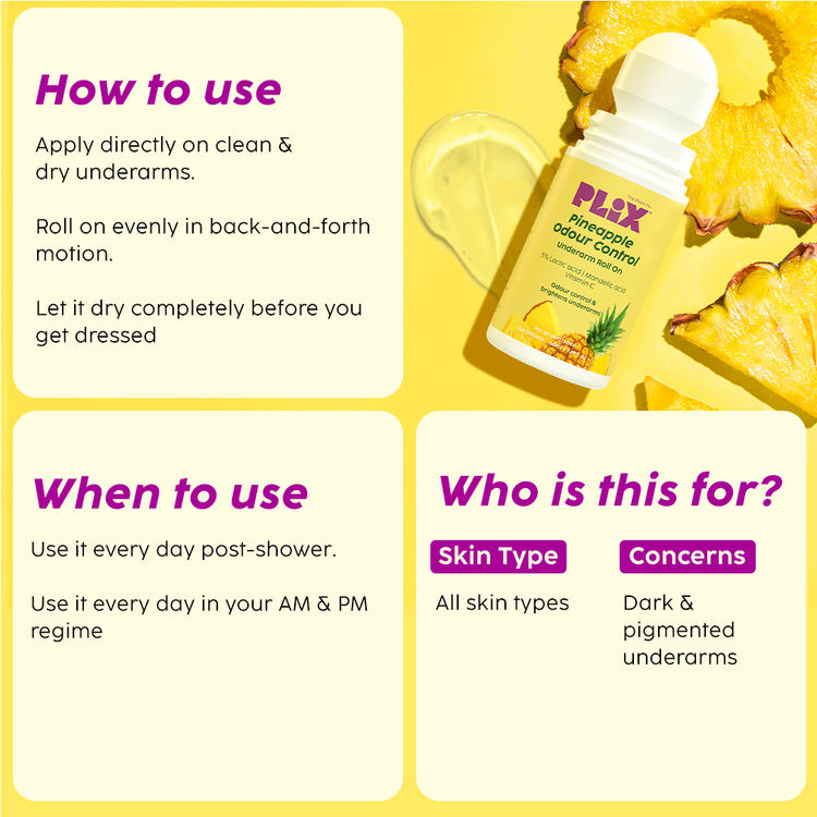 Plix Pineapple Odour Control Underarm Roll-On
(50ml)