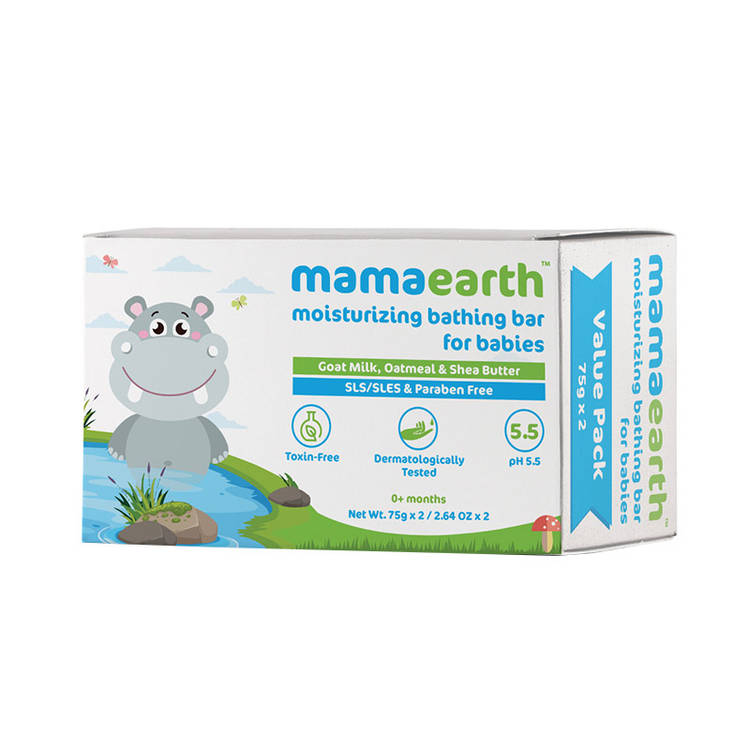 Mamaearth Moisturizing Baby Bathing Soap Bar (Value Pack 75gm x 2)