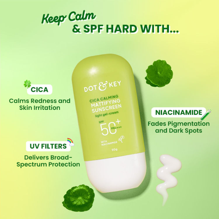 Dot & Key Cica Calming Mattifying Sunscreen In-Vivo Tested SPF 50+ PA++++, With Niacinamide
(50 g)