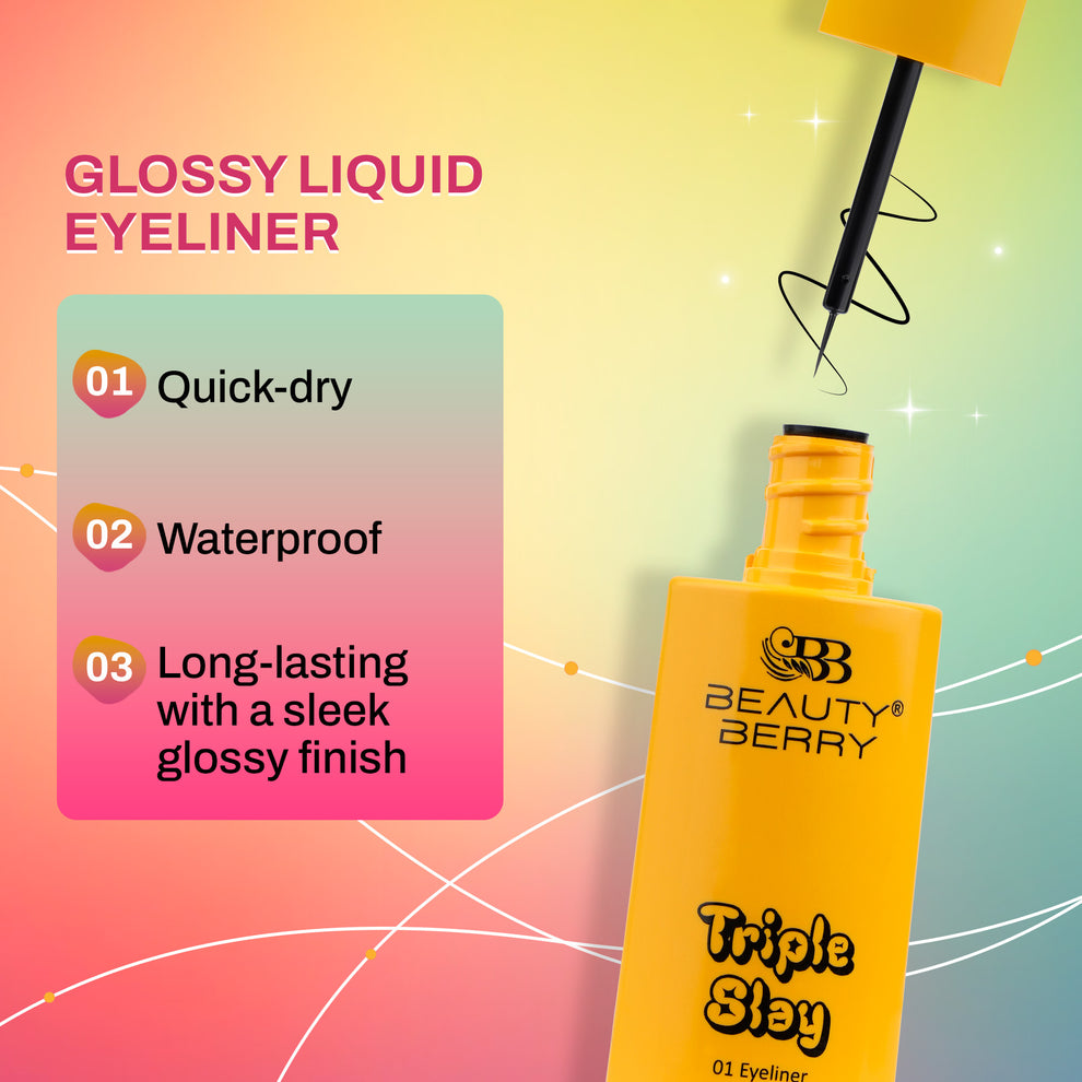 Beauty Berry Triple Slay 3 in 1 Eye Makeup Kit with Eyeliner, Mascara & Eyeshadow
