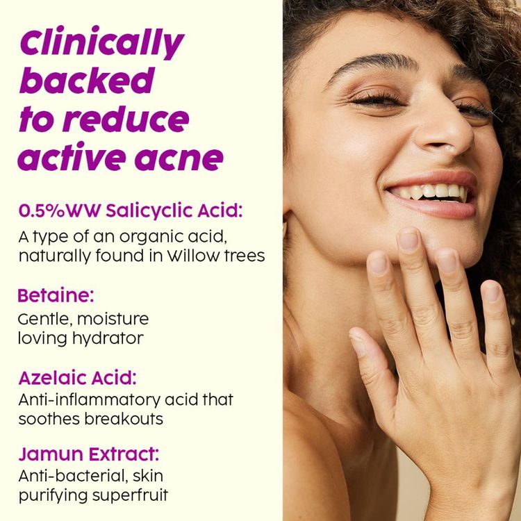 Plix 0.5% Salicylic Acid Jamun Face Wash Cleanser For Active Acne & Oil Control, Acne Breakouts
(100ml)