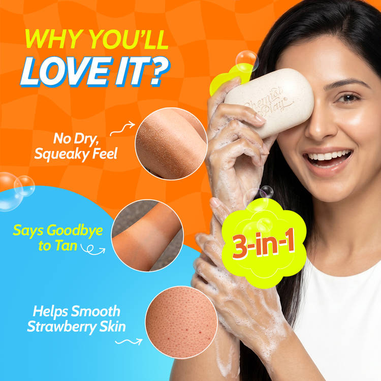 Chemist At Play’s Daily Exfoliating Bathing Bar Detans & Brightens Dull Skin - Pack of 1 (100g)