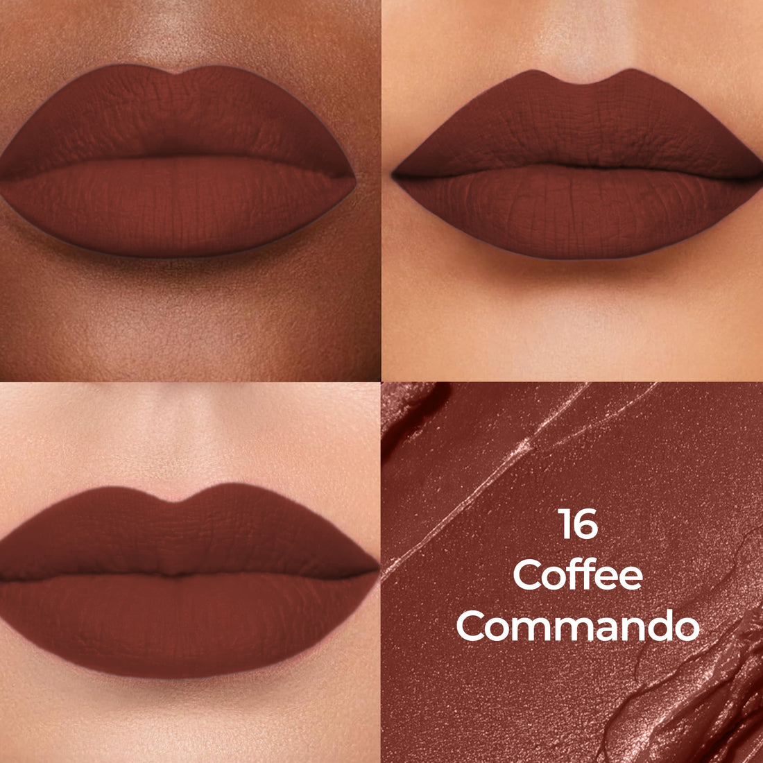 Colors Queen Luxury Matte Non-Transfer Lipstick Waterproof & Bold (16 Coffee Commando)