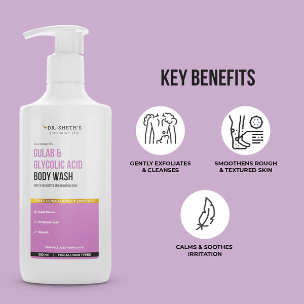 Dr. Sheth's Gulab & Glycolic Acid Body Wash - 250ml