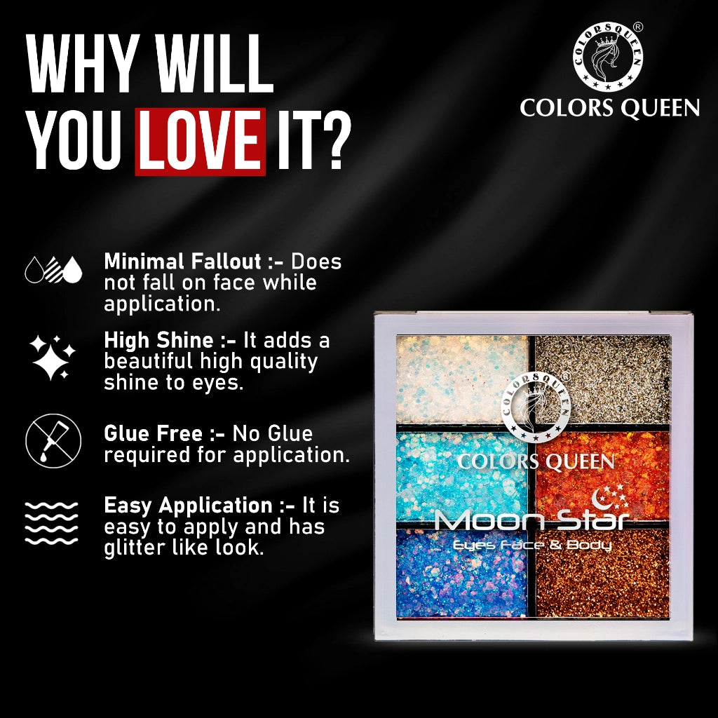Colors Queen Moon Star Glitter Eyeshadow |01