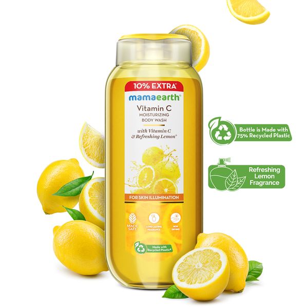 Mamaearth Vitamin C Moisturizing Body Wash with Vitamin C & Refreshing Lemon for Skin Illumination - 275 ml