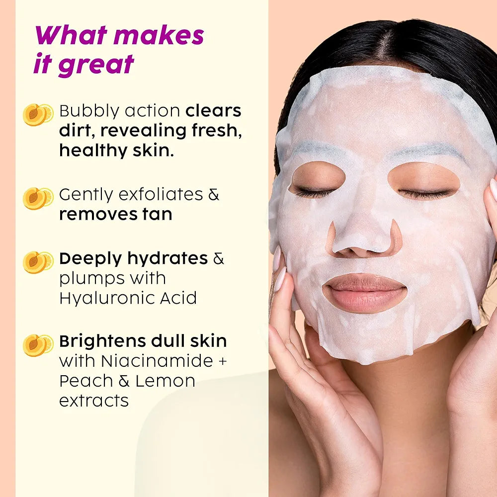 Plix Peach Please Lemon Tease Brighten Bubble Sheet mask