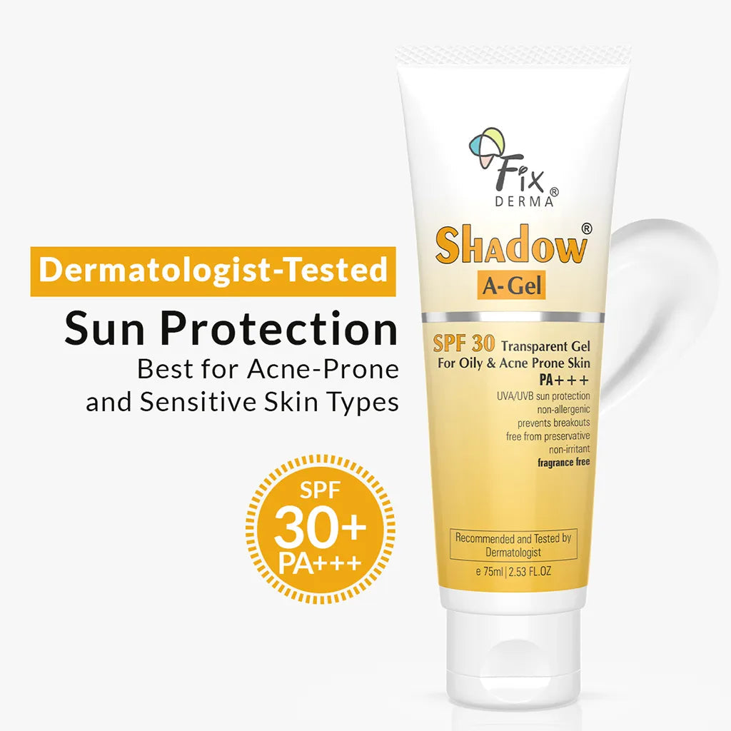 Fixderma Shadow Sunscreen A-Gel SPF 30 | Transparent, Gel based Sunscreen for acne-prone skin (75ml)