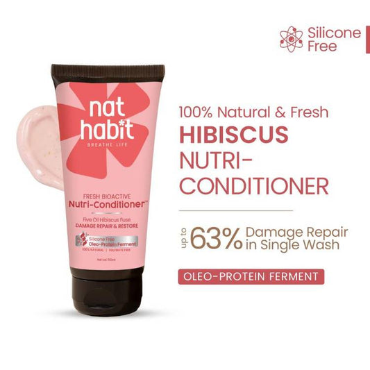 Nat Habit Five Oil Hibiscus Conditioner For Hair Fall Control, 72 Hrs Frizz Control With Fenugreek (150ml)