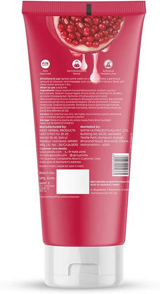 Plix Pomegranate Youth Renewal Juicy Cleanser for Smooth, Soft & Youthful Looking Skin