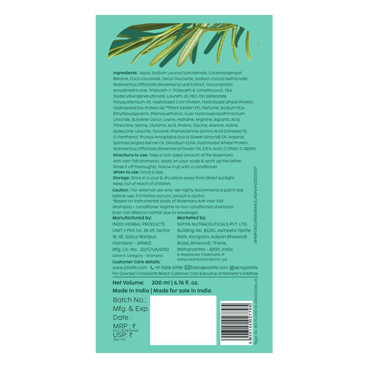 Plix Rosemary Advanced Anti Hair Fall Shampoo
(200ml)