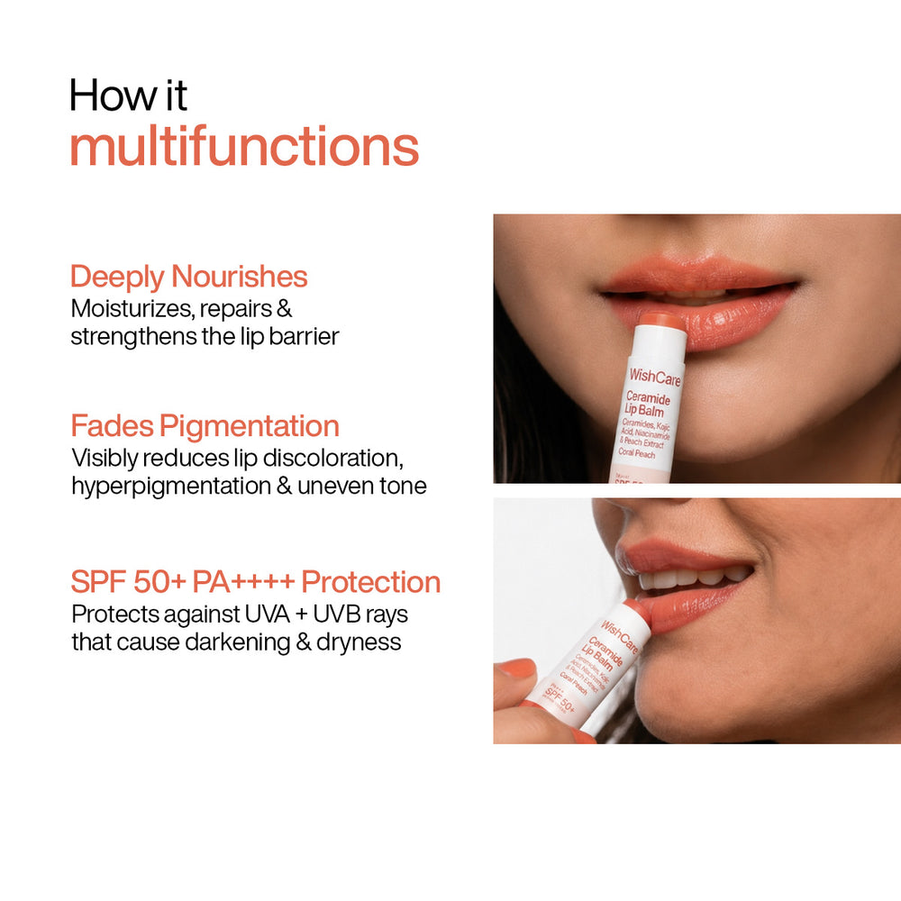 Wishcare Ceramide Lip Balm with SPF 50 PA++++ Coral Peach