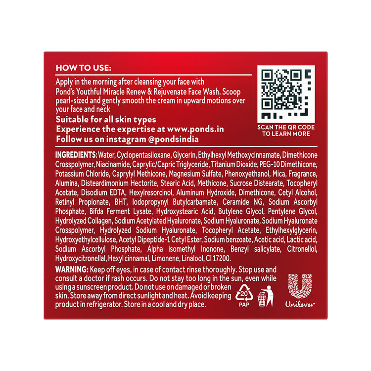 Ponds Age Miracle Anti Aging Day Cream With 10% Retinol-C Niacinamide & Collagen B3 Complex SPF 15 PA++
(50g)