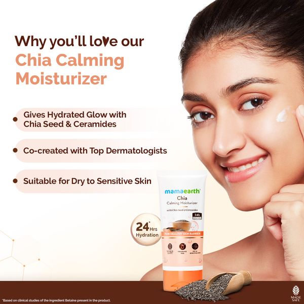 Mamaearth Chia Calming Moisturizer with Chia Seed & Ceramides for Healthy Skin Barrier - 80g