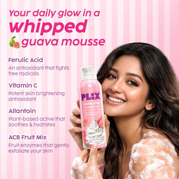 Plix Guava Mousse Body Wash For Glowy & Hydrated Skin
(200g)