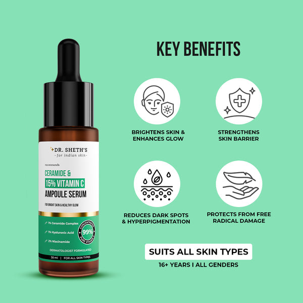 Dr. Sheth's Non-Irritating Ceramide & 15% Vitamin C Ampoule Serum - 30ml