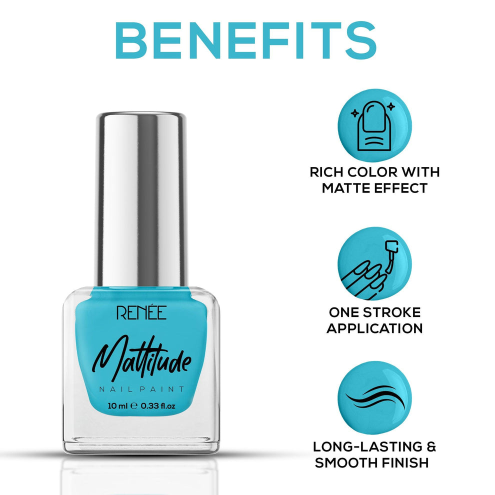 RENEE Mattitude Nail Paint 10ml (06 Azuru Blu)