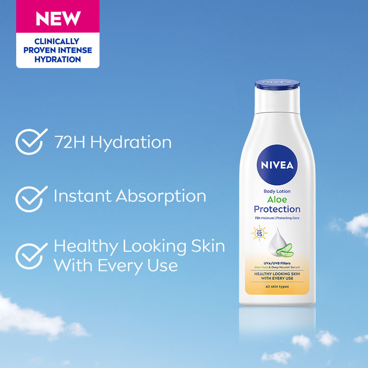 NIVEA Sunscreen lotion with SPF 15 & ALOEVERA- 5 in 1 COMPLETE CARE for 48H Moisturization
(200ml)