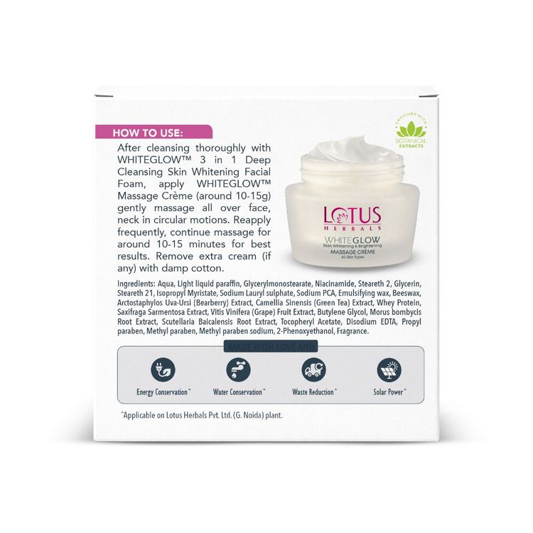 Lotus Herbals WhiteGlow Skin Whitening & Brightening Massage Cream
(60gm)