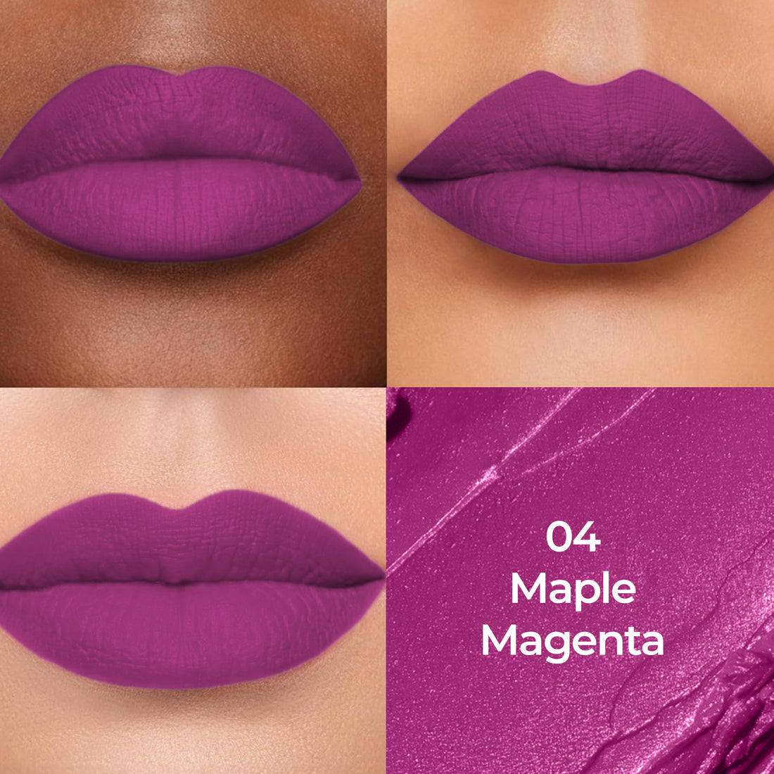 Colors Queen Luxury Matte Non-Transfer Lipstick Waterproof & Bold (04 Maple Magenta)