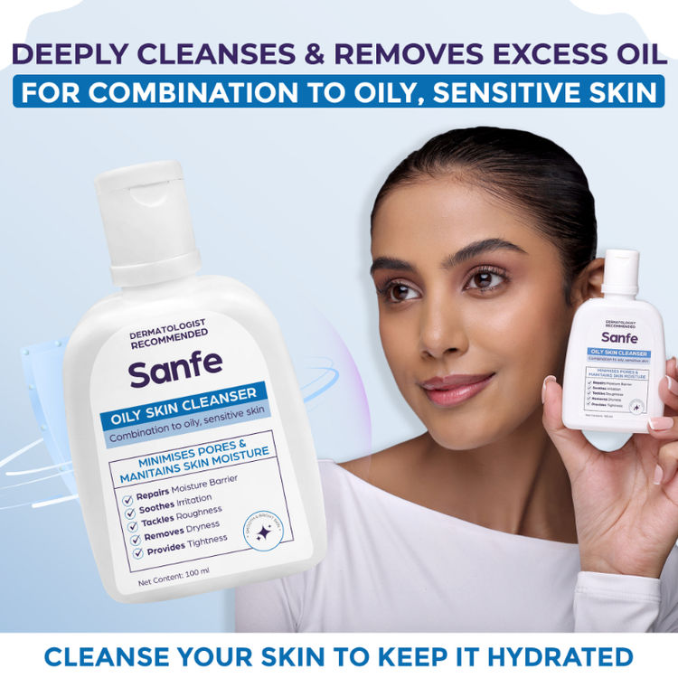 Sanfe Oily Skin Cleanser | For skin repair, dryness, tighter skin - For Oily, Acne Prone Skin, 100ml
(100ml)