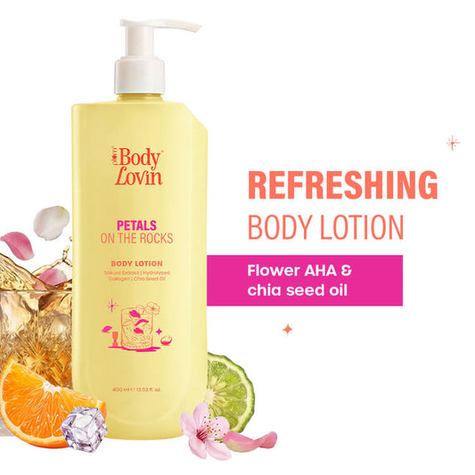 Plum BodyLovin’ Petals On The Rocks Body Lotion, Lightweight Hydration, Citrus Floral Fragrance (400ml)